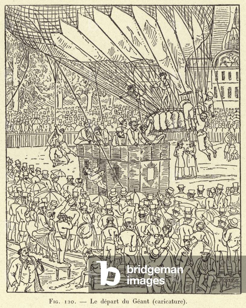 Le depart du Geant (caricature) (engraving)