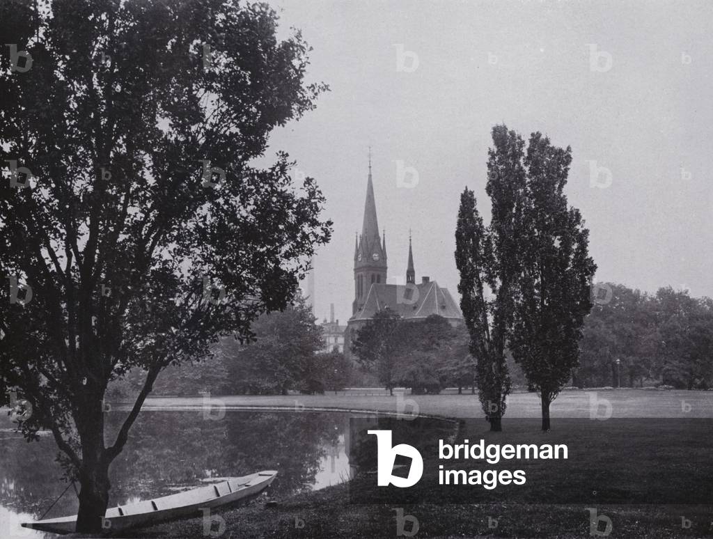 Leipzig: Johannapark Mit Lutherkirche (b/w photo)