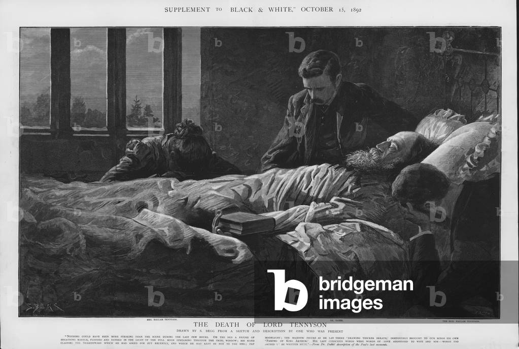 The death of Alfred, Lord Tennyson, English Poet Laureate, 6 October 1892 (litho)