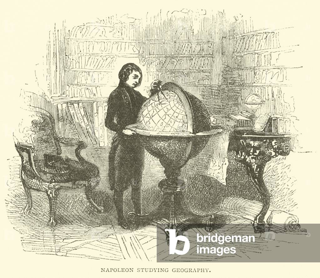 Napoleon studying geography (engraving)