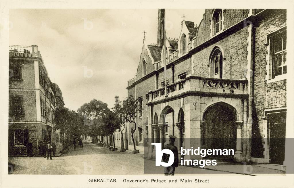 Gibraltar, Governor's Palace, Main Street (b/w photo)