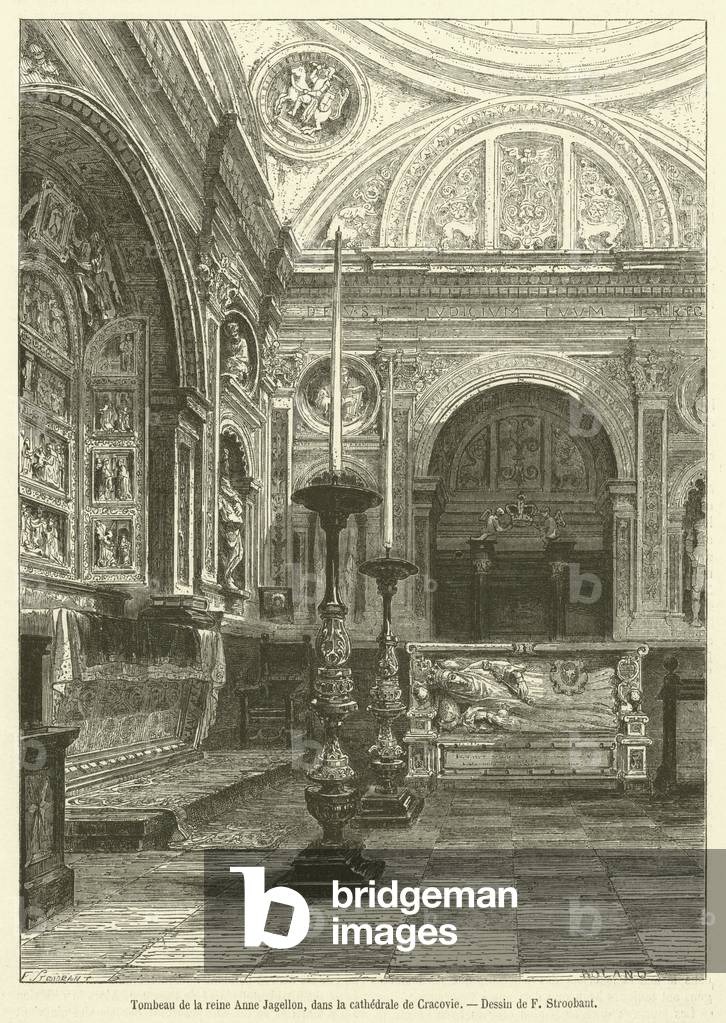 Tombeau de la reine Anne Jagellon, dans la cathedrale de Cracovie (engraving)
