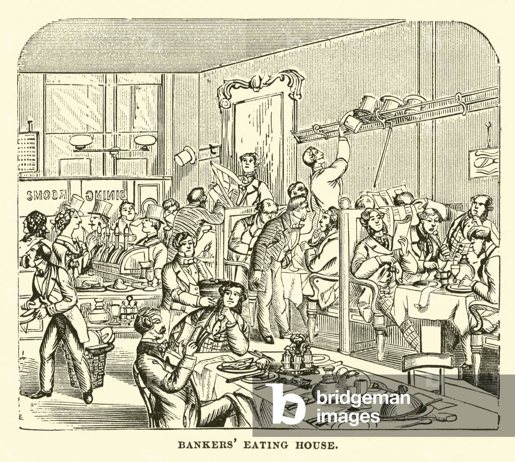 Bankers' eating house (engraving)