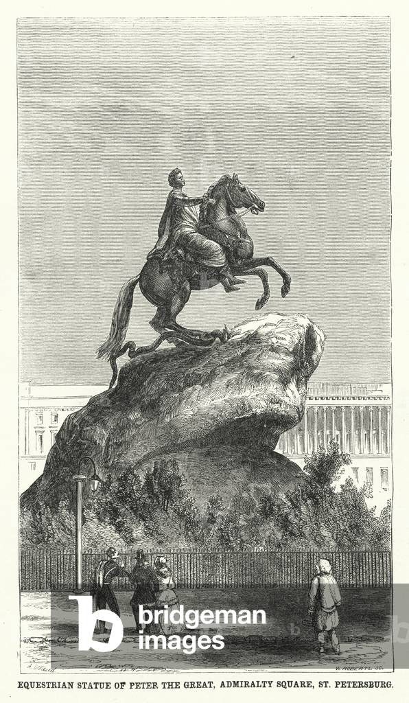 Equestrian Statue of Peter the Great, Admiralty Square, St Petersburg (engraving)