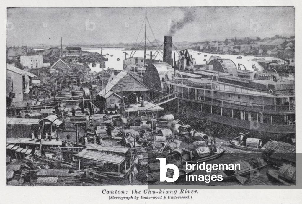 Canton, the Chu-kiang River (b/w photo)