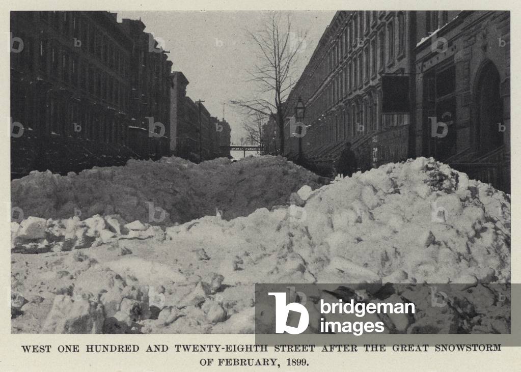 West One Hundred and Twenty-Eighth Street after the Great Snowstorm of February 1899 (b/w photo)