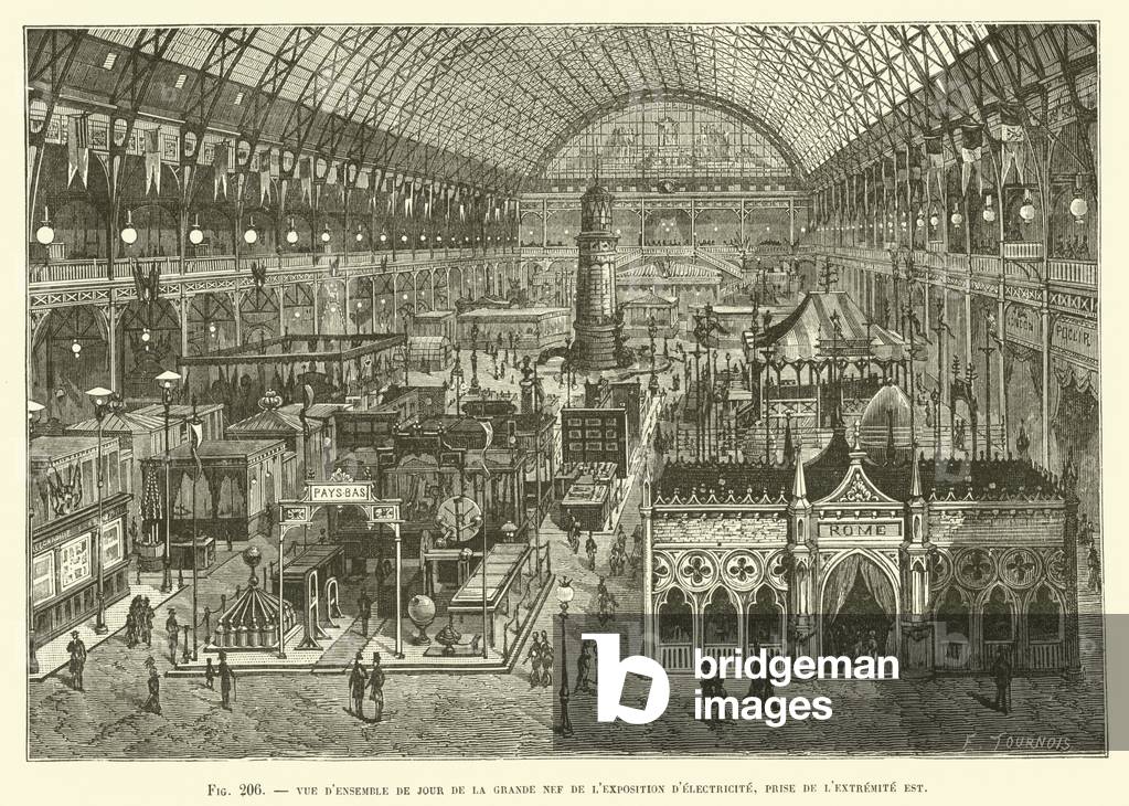 Vue D'Ensemble De Jour De La Grande Nef De L'Exposition D'Electricite, Prise De L'Extremite Est (engraving)