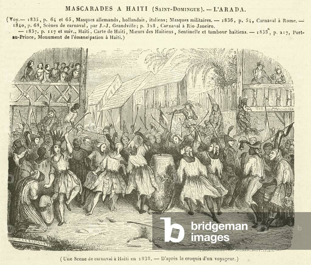 Une Scene de carnaval a Haiti en 1838 (engraving)