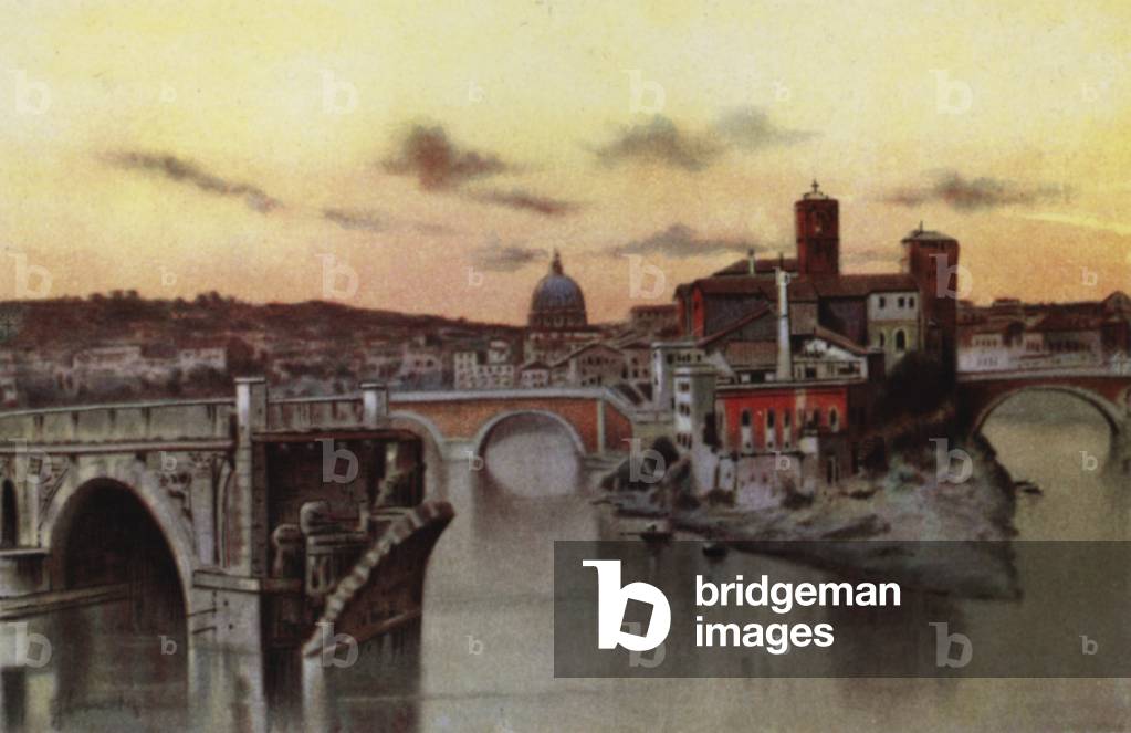 Roma: Isola Tiberina (colour litho)