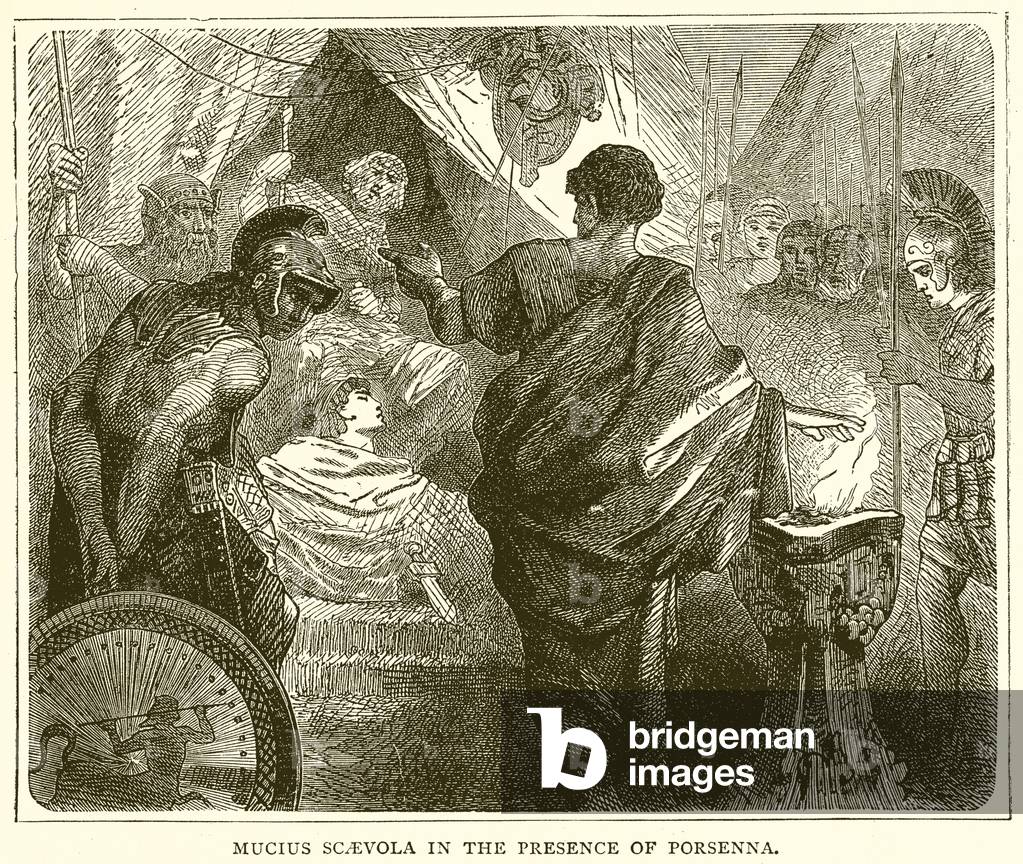 Mucius Scaevola in the presence of Porsenna (engraving)