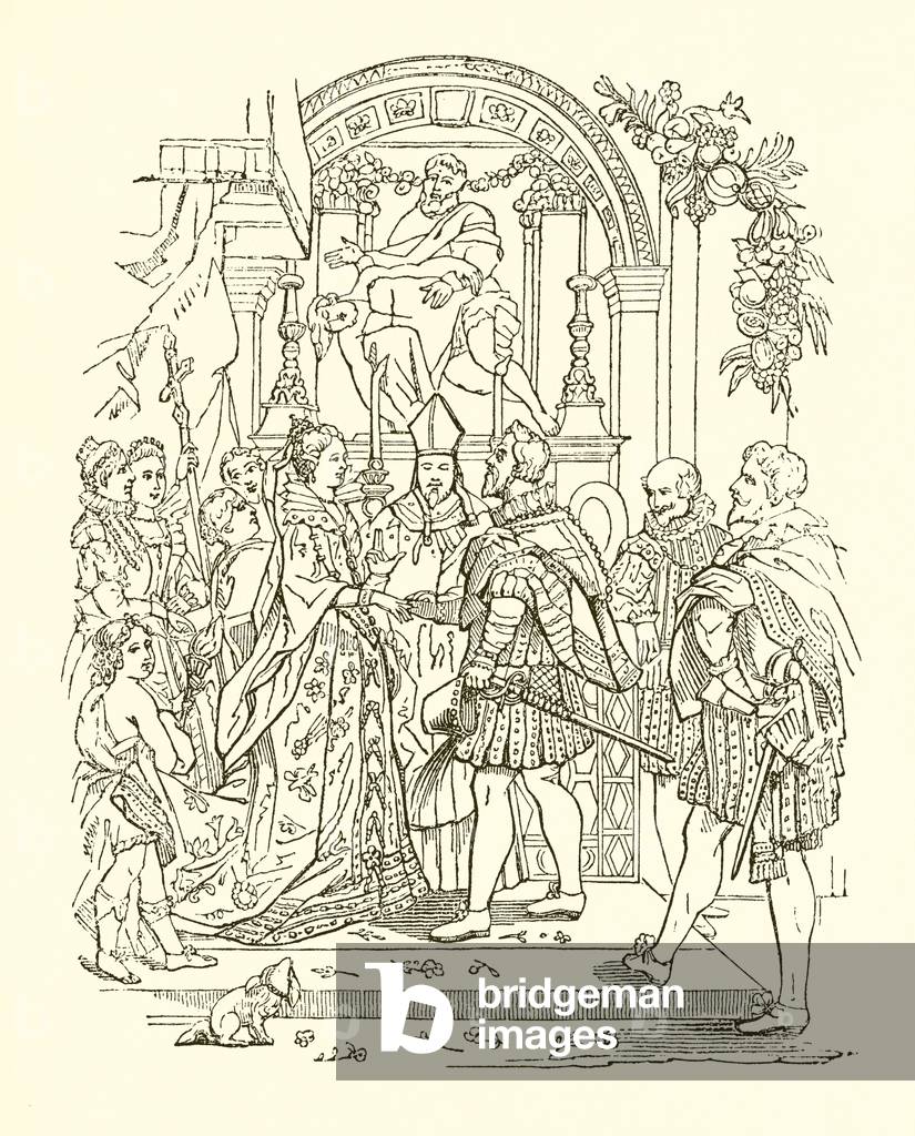 Marriage of Henry IV of France and Mary de Medicis, c.1836 (engraving)