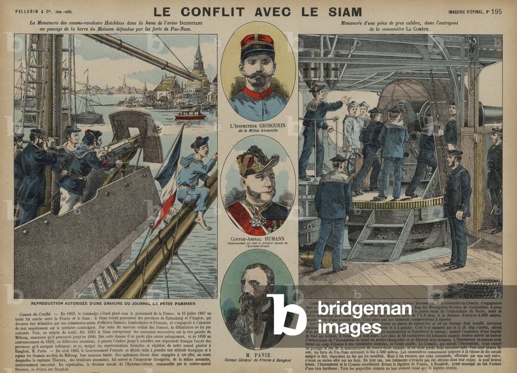 Franco-Siamese War, 1893 (coloured engraving)