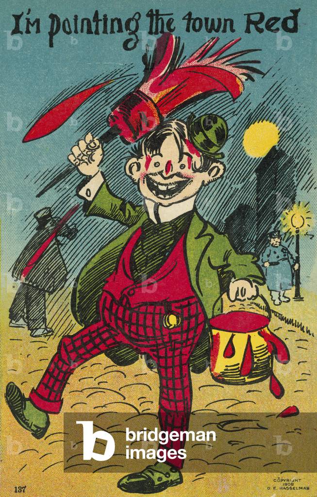 I am painting the town Red (colour litho)
