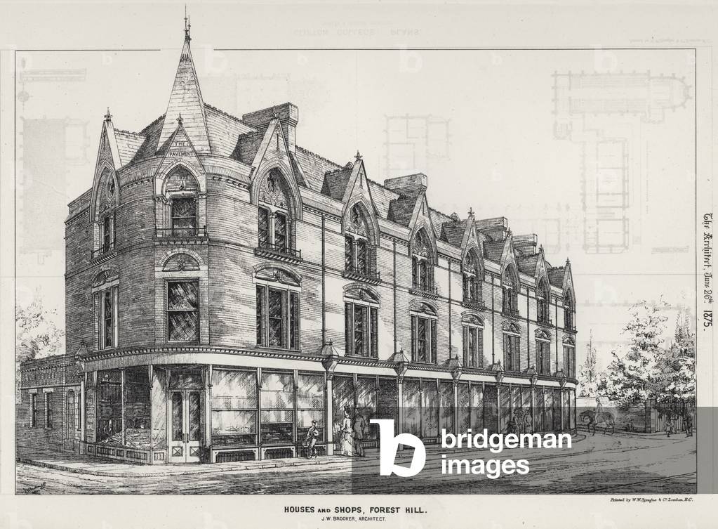 Houses and Shops, Forest Hill (engraving)
