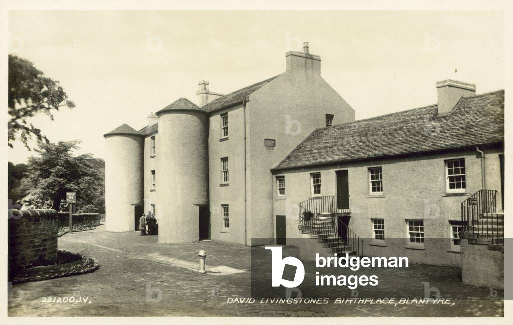 David Livingstone's Birthplace, Blantyre, Scotland (b/w photo)