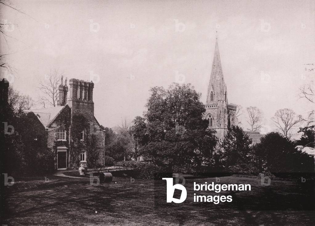 Hursley Church and Vicarage (b/w photo)