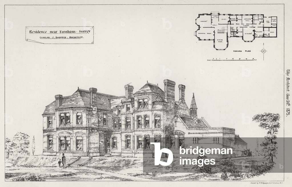 Residence near Farnham, Surrey (engraving)
