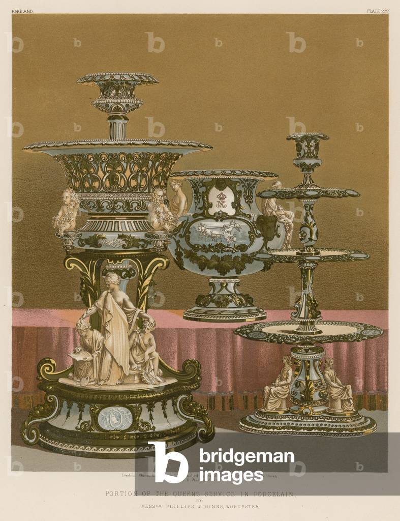 Portion of The Queens Service in Porcelain by Messrs Phillips and Binns, Worcester (chromolitho)