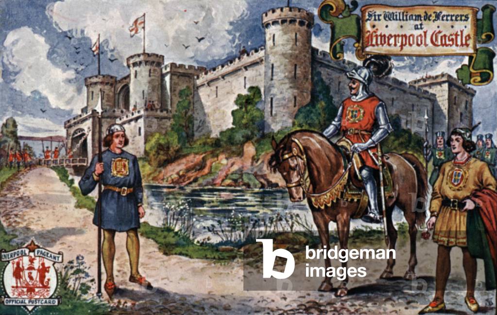 Sir William De Ferrers at Liverpool Castle (colour litho)