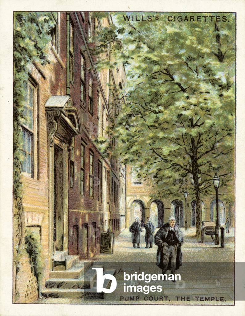 Old London, Pump Court, The Temple (chromolitho)