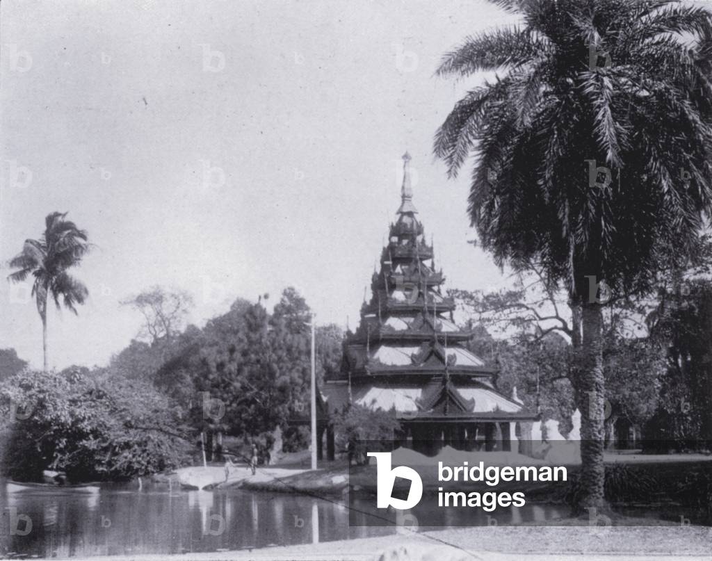 Calcutta: The Burmese Pagoda in the Eden Gardens (b/w photo)