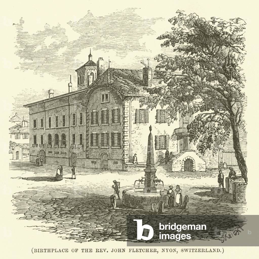 Birthplace of the Reverend John Fletcher, Nyon, Switzerland (engraving)