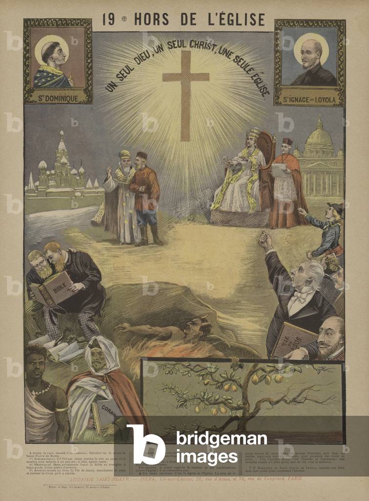 Outside the Church (colour litho)