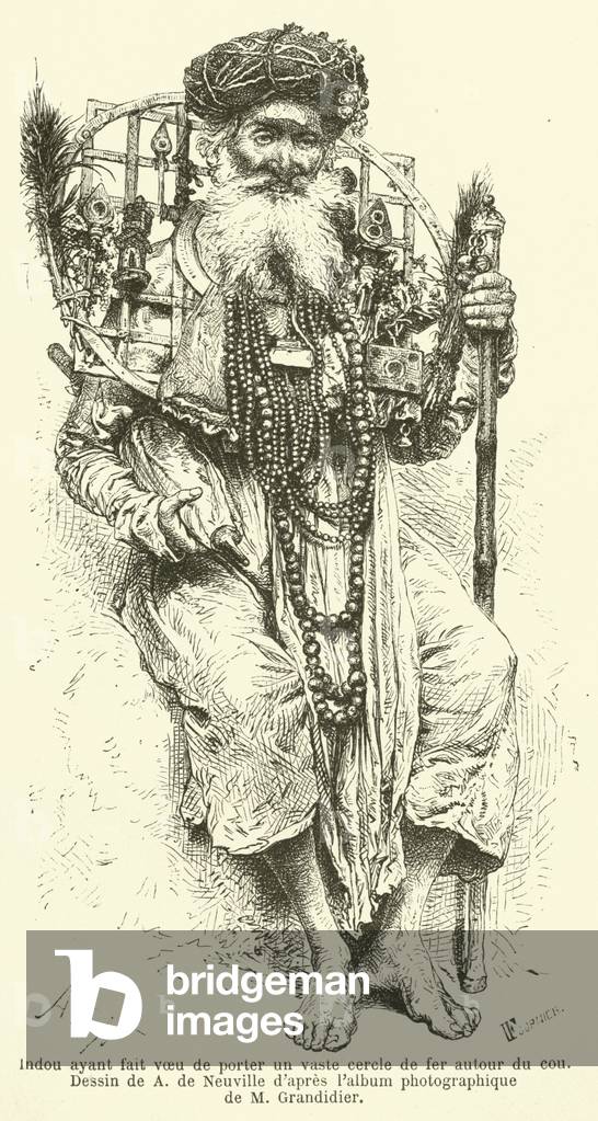 Indou ayant fait voeu de porter un vaste cercle de fer autour du cou (engraving)