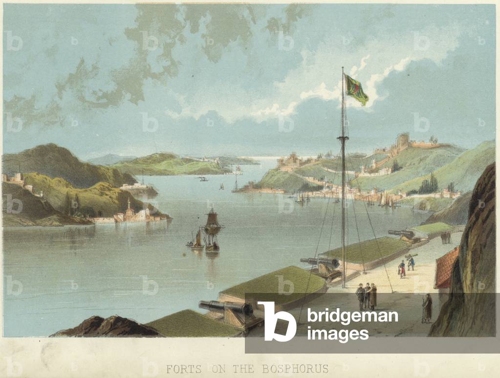 Forts of the Bosphorus (colour litho)