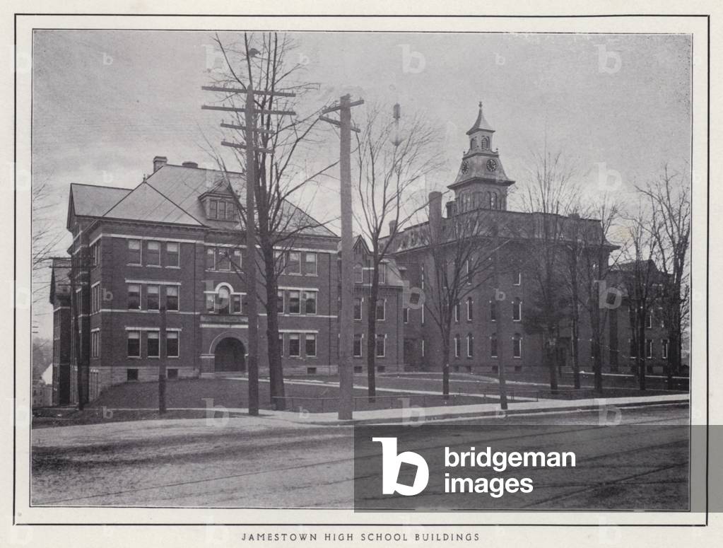 Jamestown, NY: Jamestown High School Buildings (b/w photo)