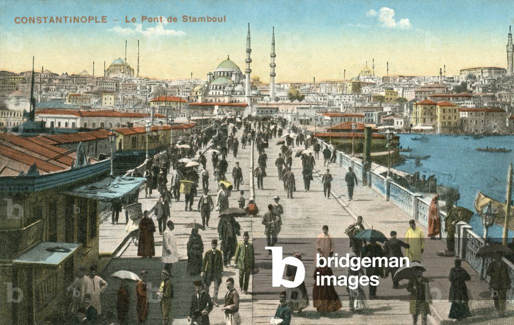 Constantinople, Stamboul Bridge (colour photo)