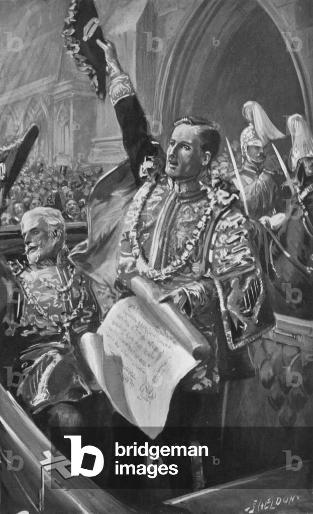 The Proclamation of King Edward at Temple Bar, January 24, 1901 (litho)