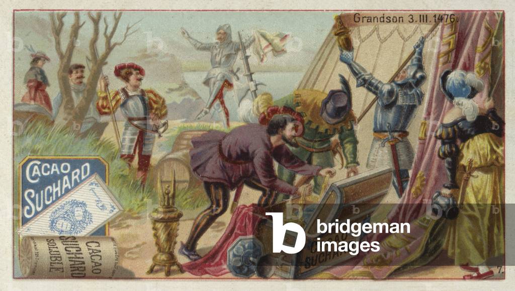 Battle of Grandson, Switzerland, 3 March 1476 (chromolitho)