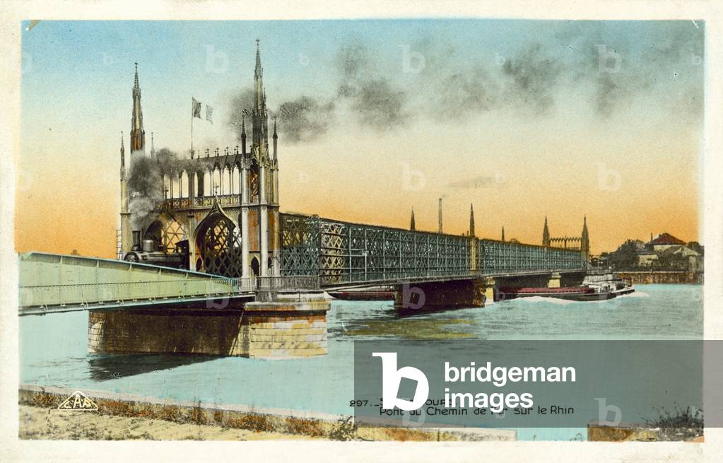 Railway bridge over the Rhine, Strasbourg (colour photo)