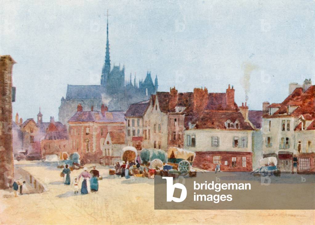 The Place Vogel, Amiens (colour litho)