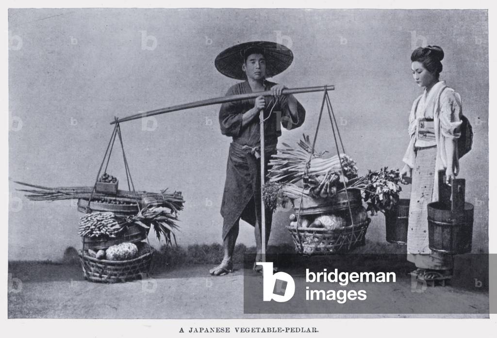A Japanese Vegetable-Pedlar (b/w photo)