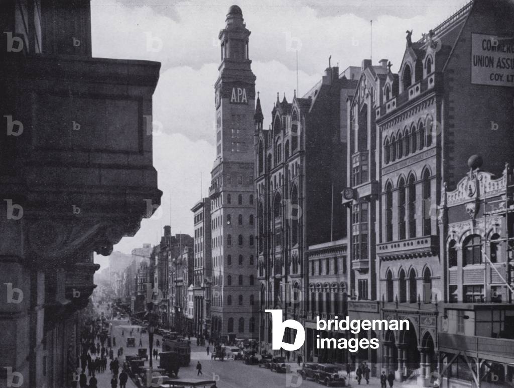 Collins Street, Melbourne's fashionable quarter, Note the wonderful architecture (b/w photo)