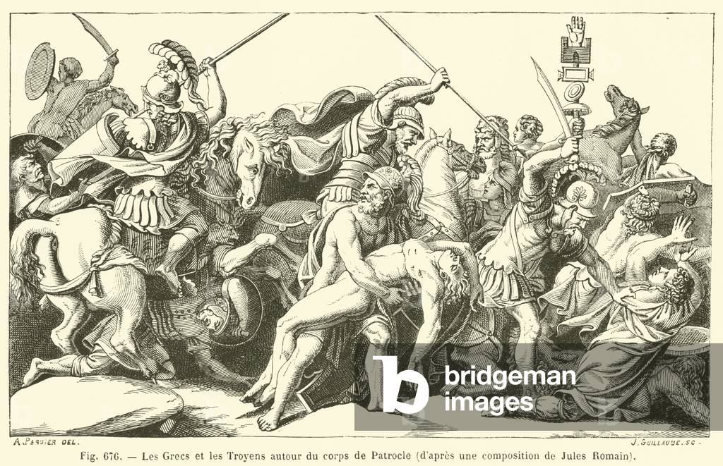 Les Grecs et les Troyens autour du corps de Patrocle (engraving)