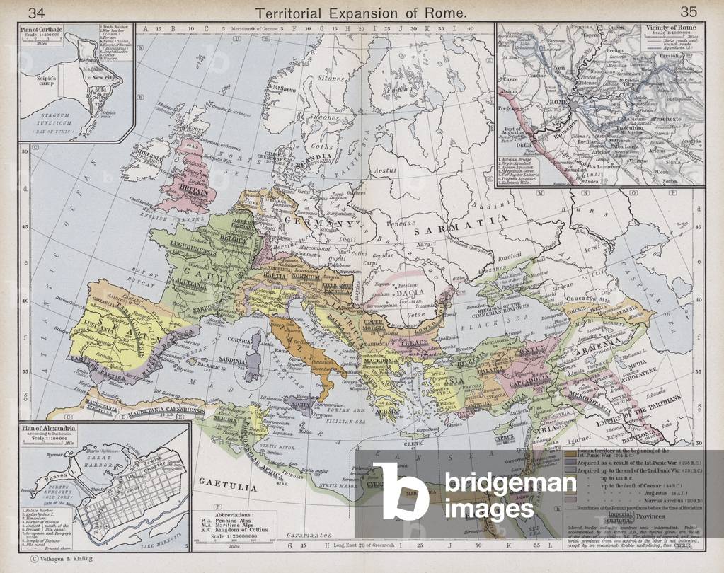 Territorial Expansion of Rome (colour litho)