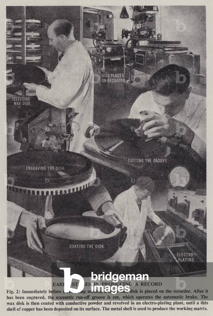 Early stages in producing a record (litho)