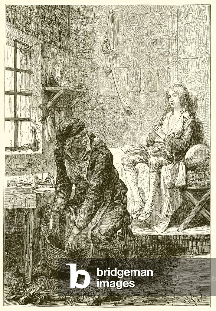 The Dauphin at the Temple and the cobbler Simon (engraving)