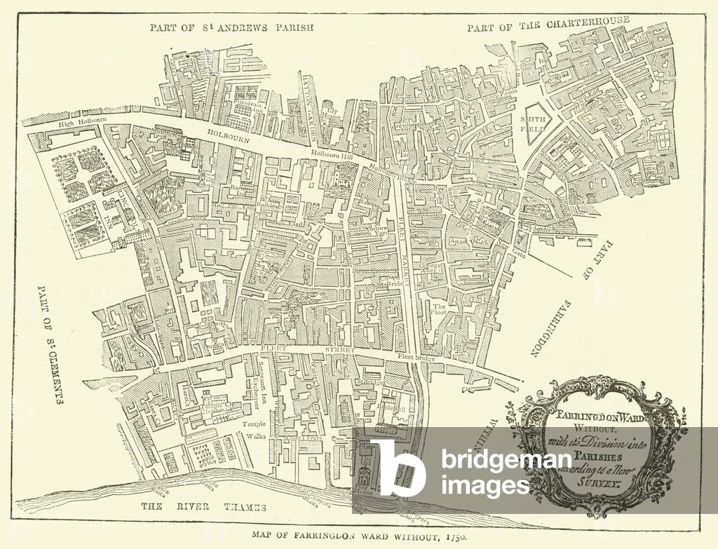 Map of Farringlon Ward without, 1750 (engraving)