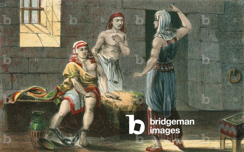 Joseph interpreting the dreams of the Chief Butler and Baker in prison