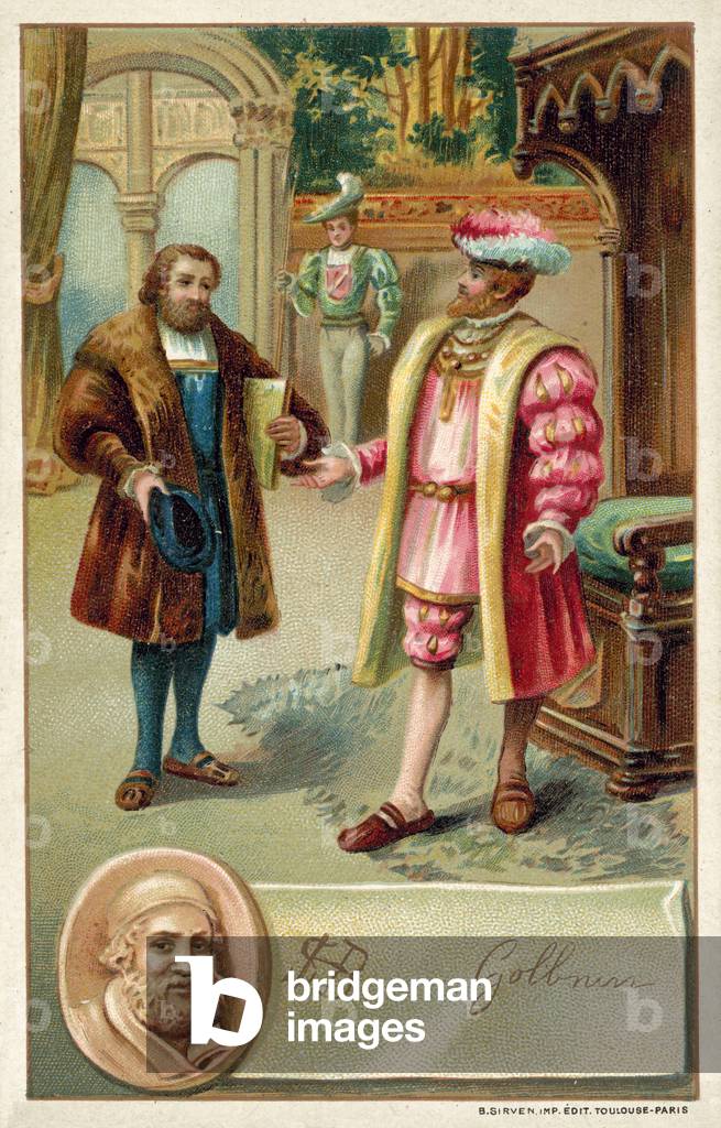 Hans Holbein with King Henry VIII (chromolitho)