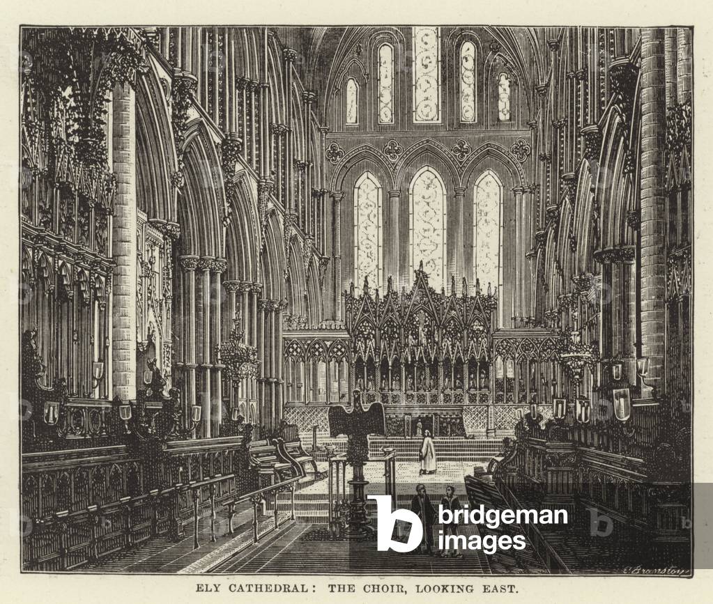 Ely Cathedral, the choir, looking east (engraving)