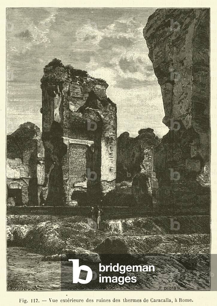 Vue exterieure des ruines des thermes de Caracalla, a Rome (engraving)