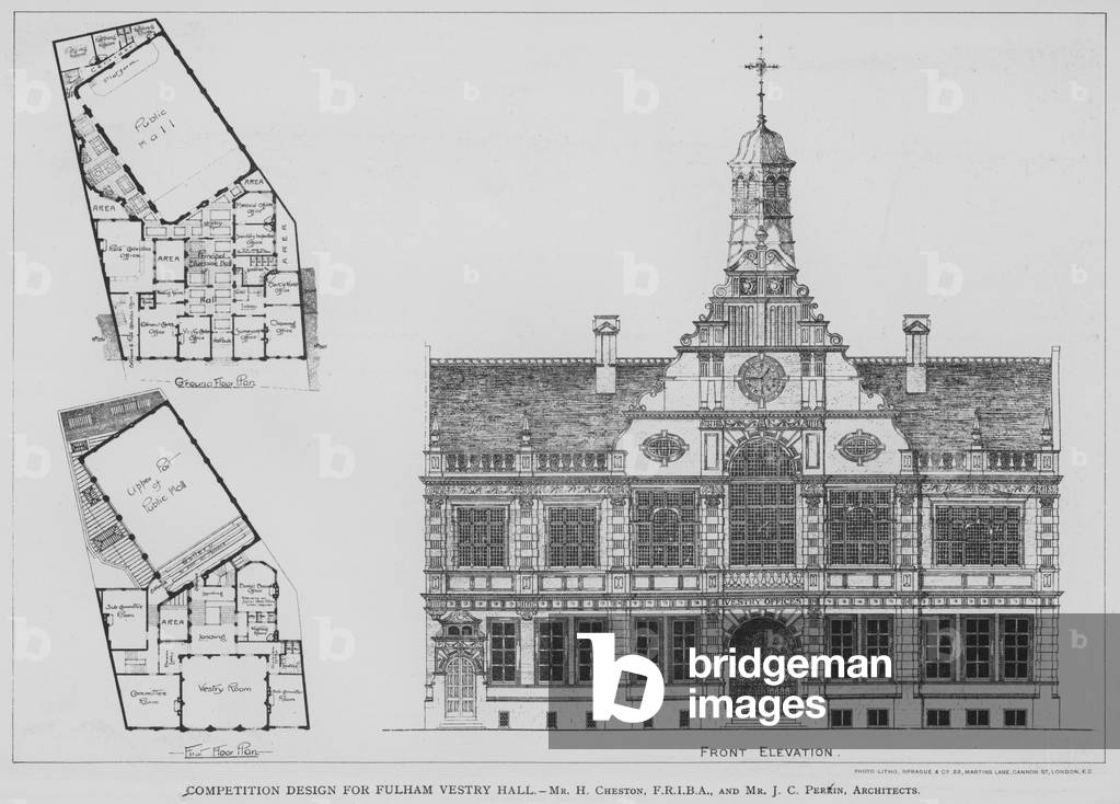 Competition Design for Fulham Vestry Hall (engraving)