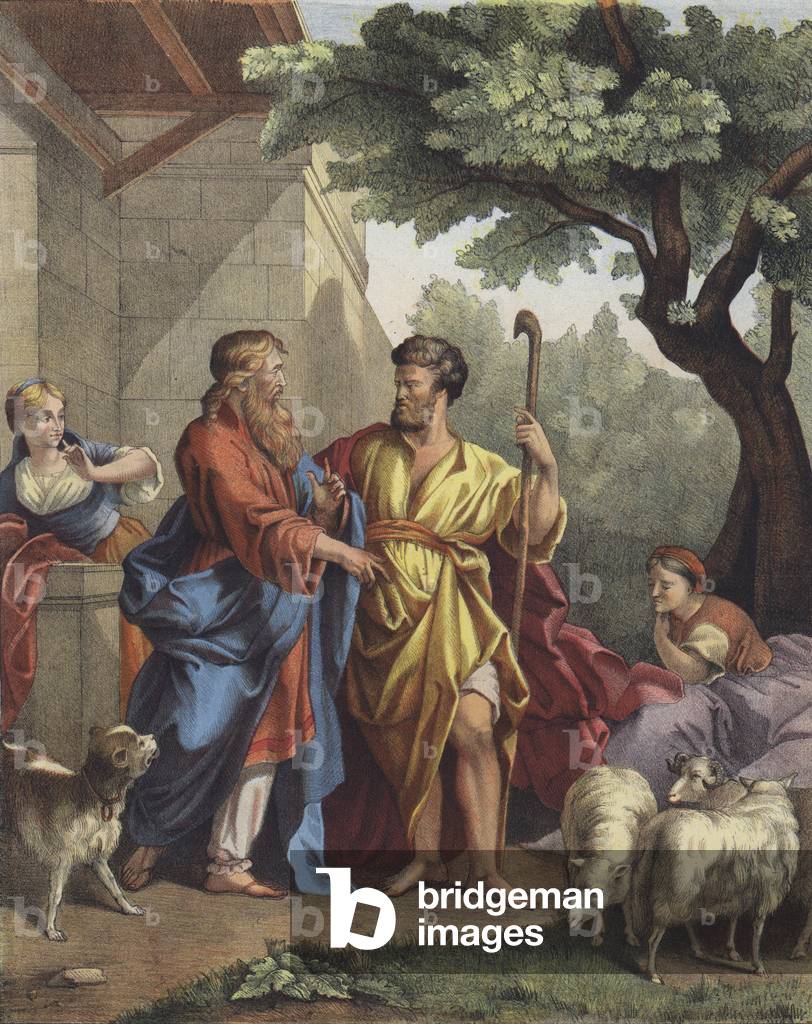 Covenant of Jacob and Laban (colour litho)