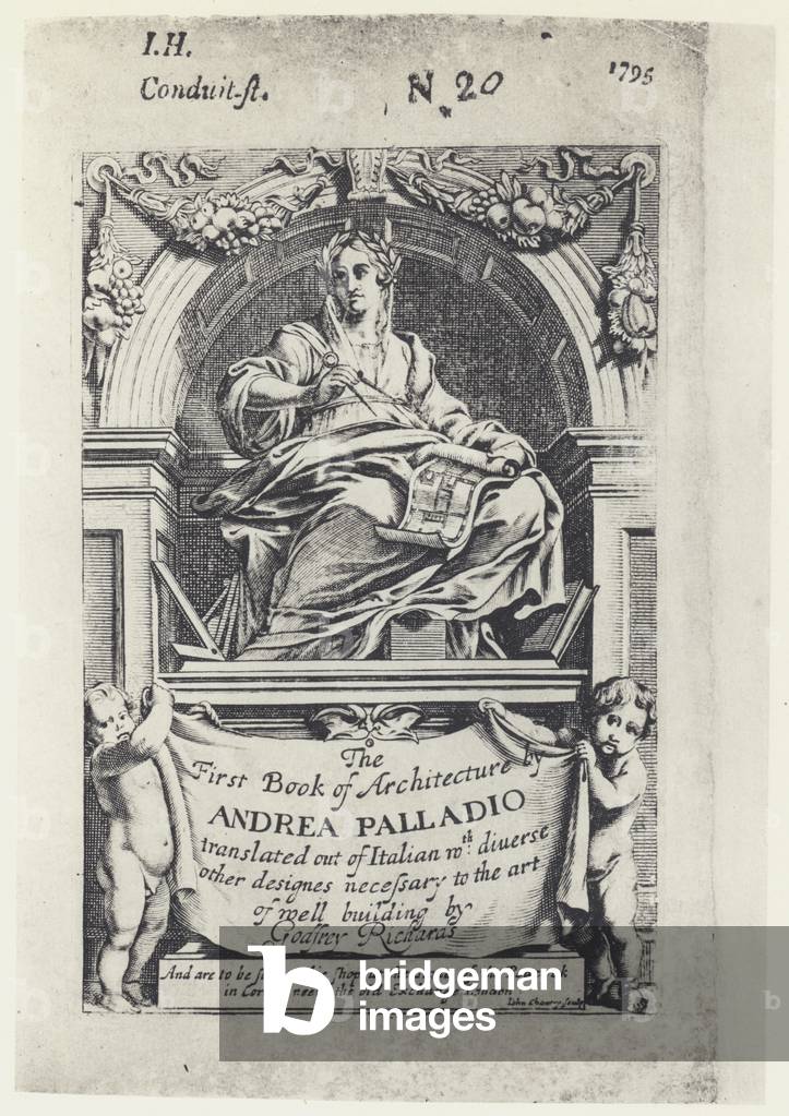 A Palladio, The First Book of Architecture, Tr G Richards 1668 (b/w photo)