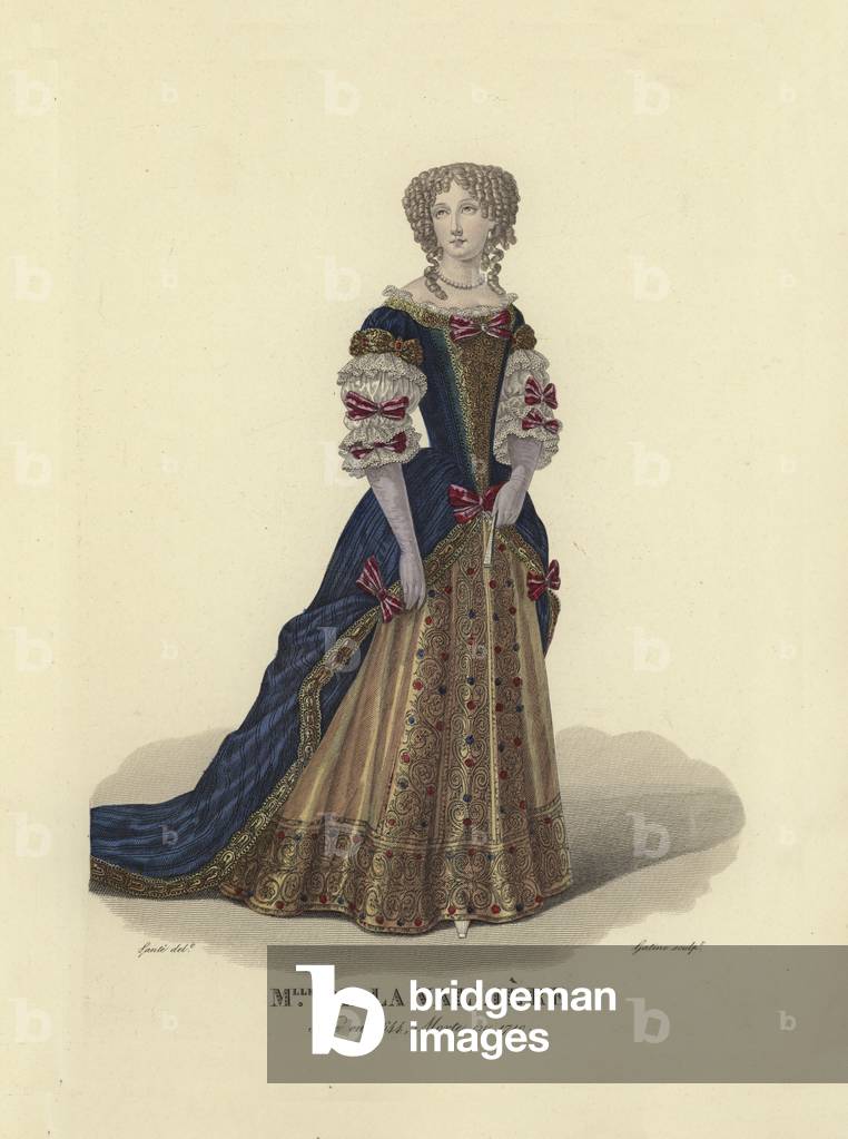 Louise de la Valliere, mistress of King Louis XIV of France (coloured engraving)